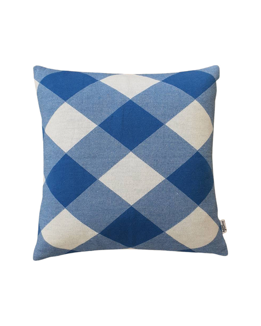 Bright Check Cushion Cover - Blue