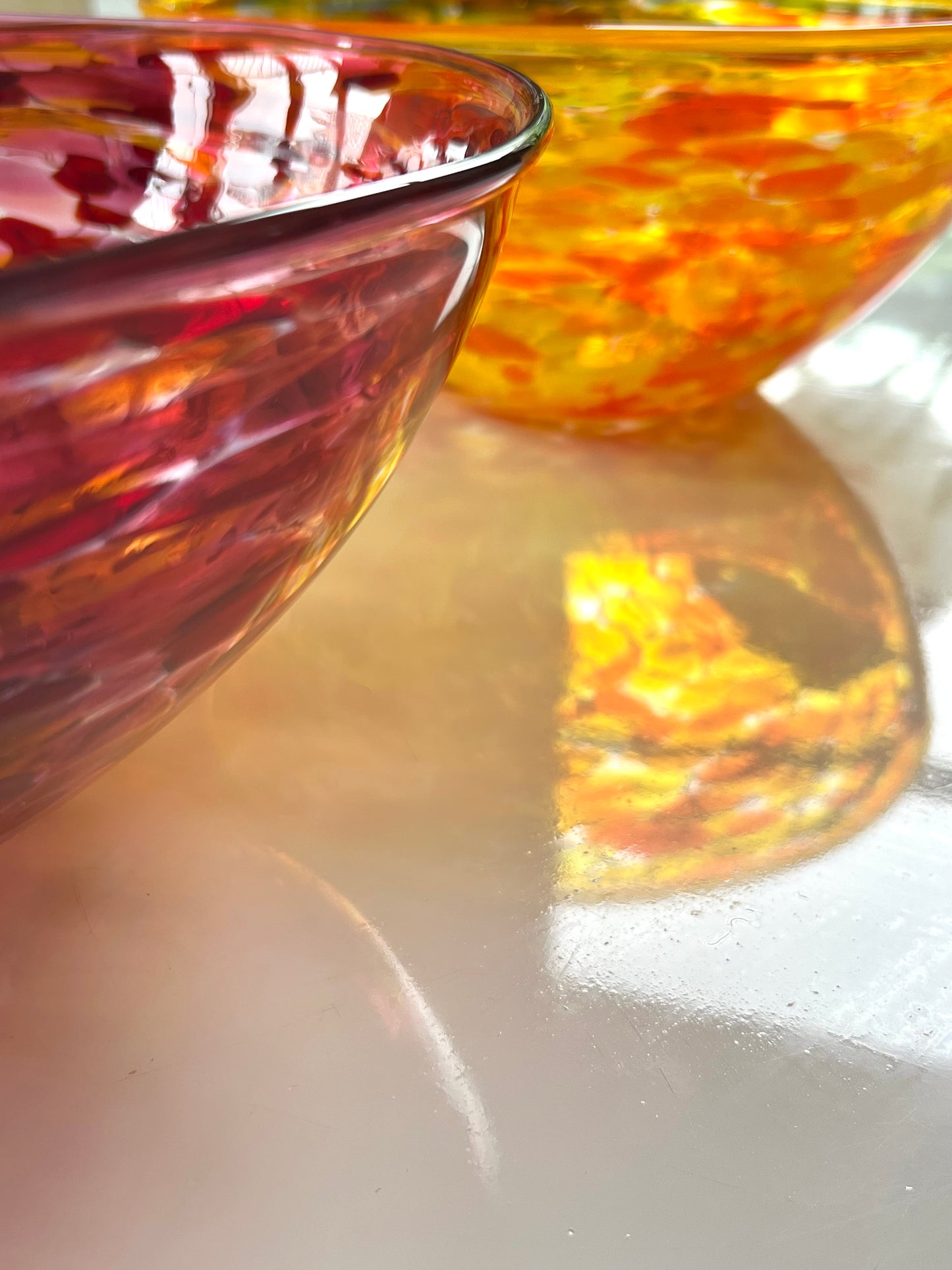 Large Fruit Bowl - Ruby Red #1 by Grinter Glass