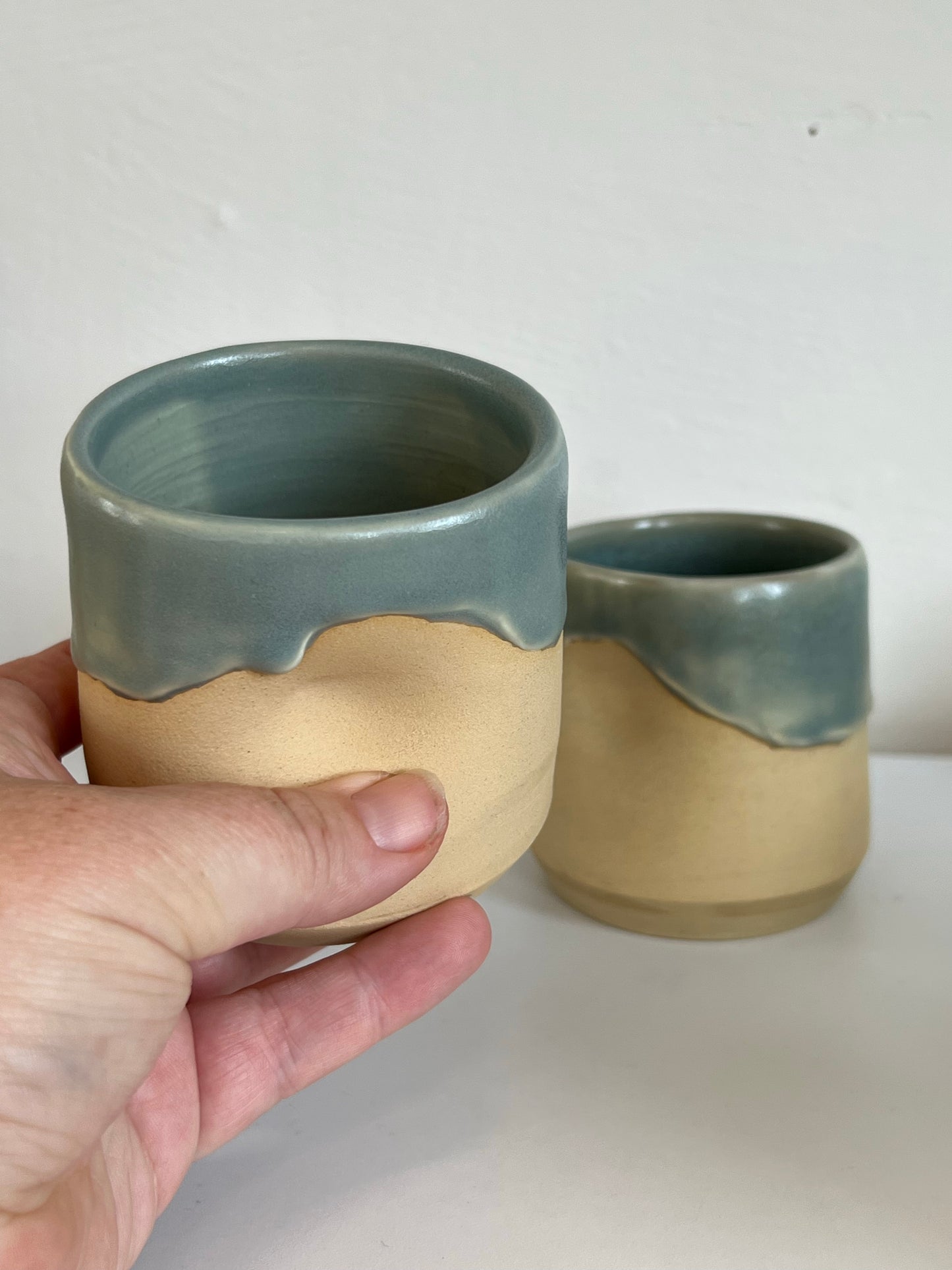 Ceramic "Drippy" Tumbler - Soft Blue/Grey (Matte)
