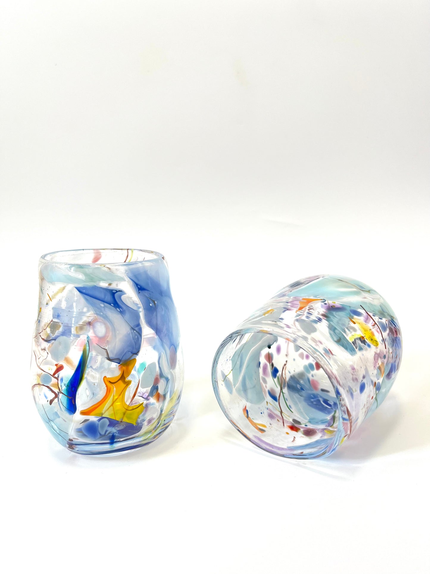 Handblown Glass Tumbler - Shard with Blue Tones