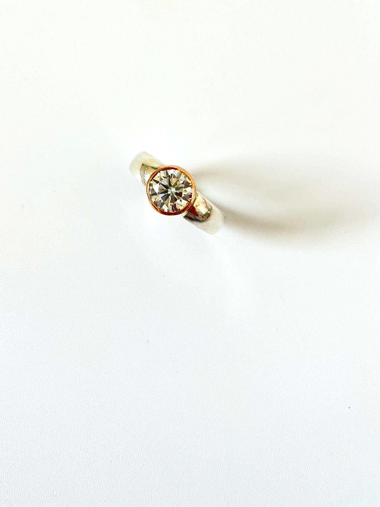 2.0ct Moissanite in Red Gold, Polished Sterling Silver (CI634)