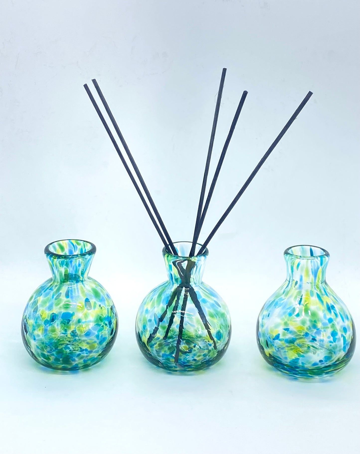 Handblown Glass Diffuser/Vase - Teal/Blue Green with 2cm Opening