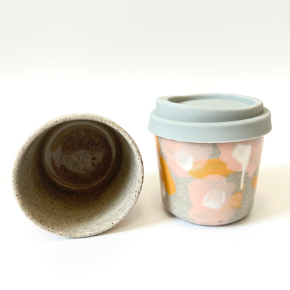 Handmade Ceramic Keep Cup - Mustard Floral