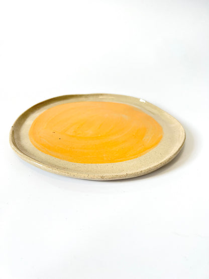 Large Handmade Ceramic Round Plate - Orange