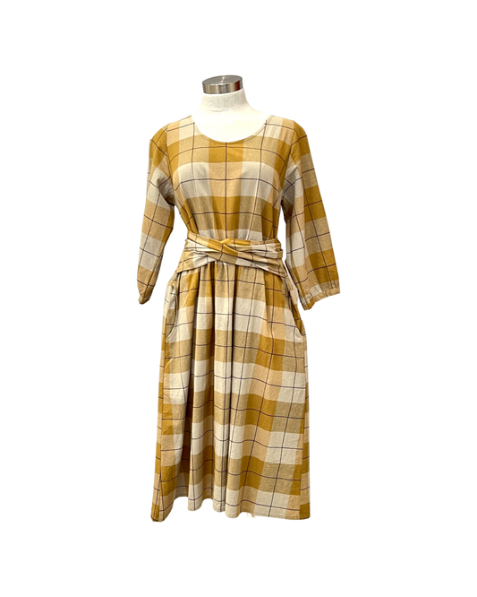Long Sleeve Mollie Dress - Caramel Check