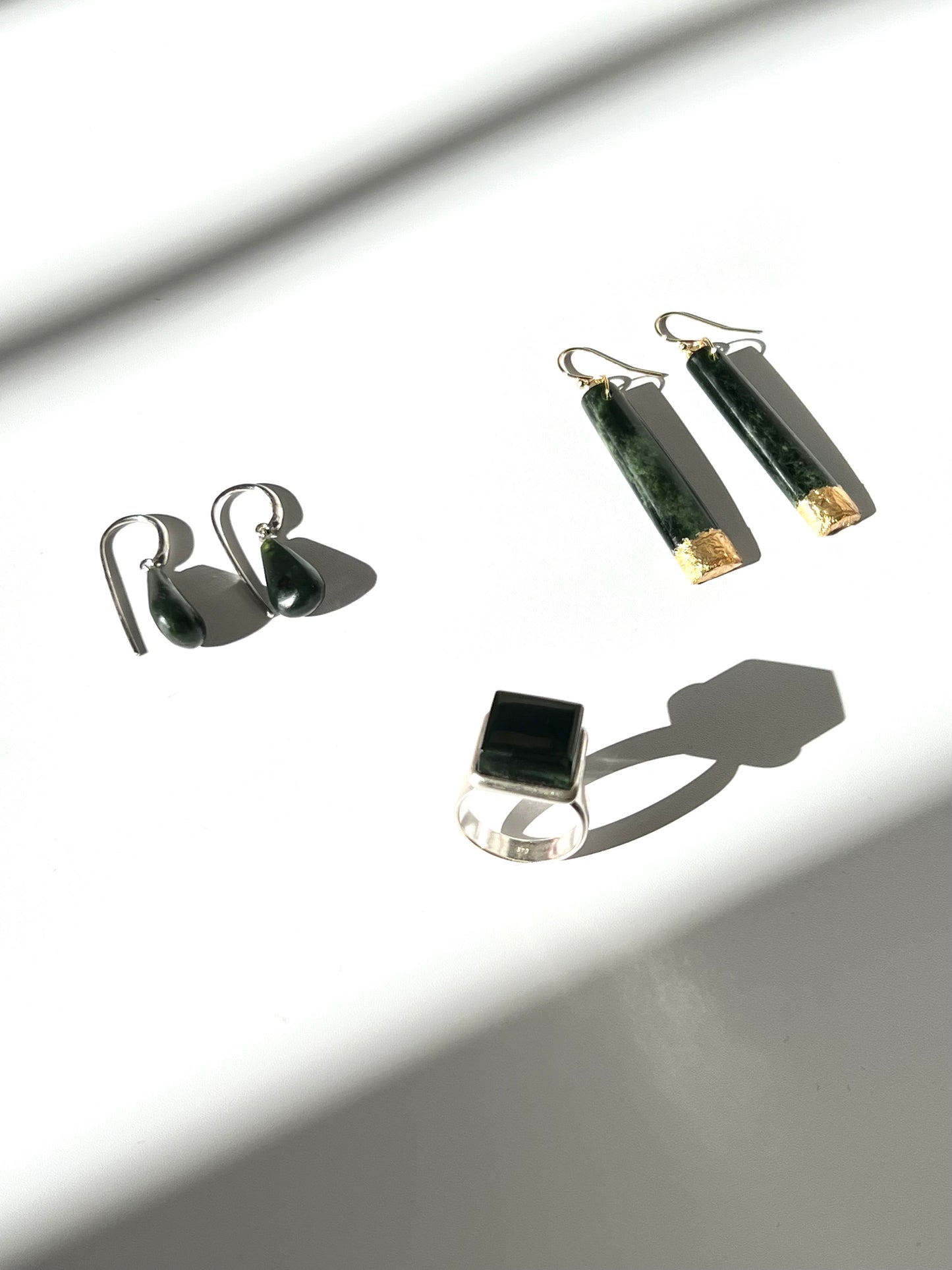 Gold Tipped Greenstone Toki Earrings (EA-GL1)