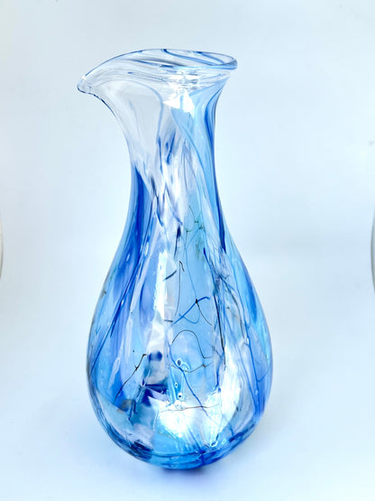 Handblown Glass Carafe - Blue Shard (29H x 14W)
