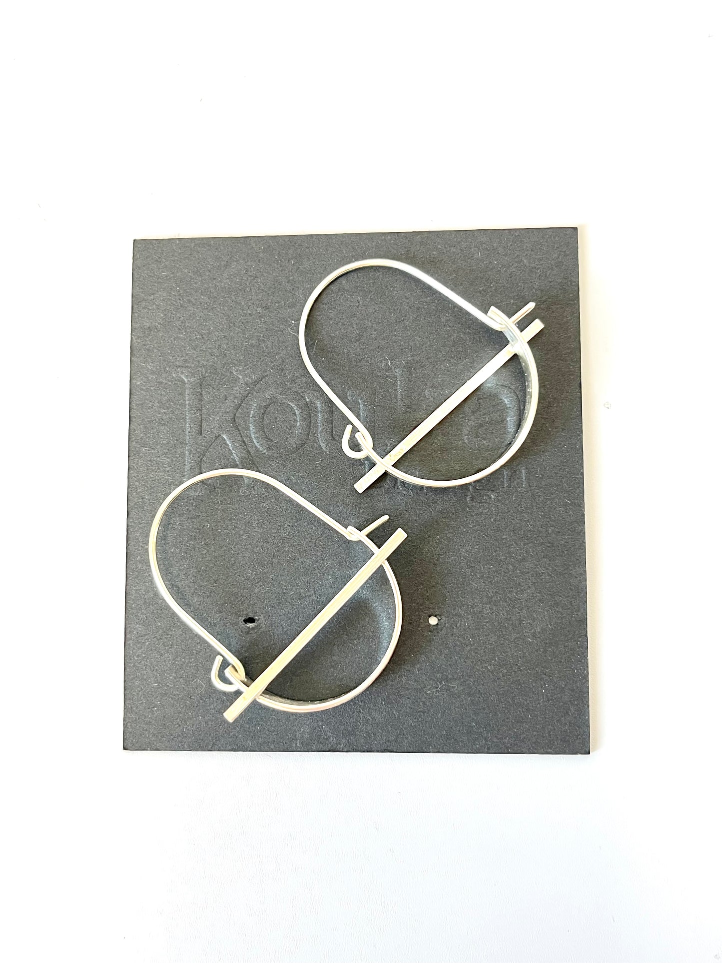 Silver Wide Curve Earrings With Bar