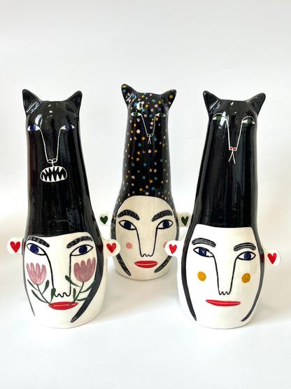 Ceramic Cat Human Vase #6 by Studio Soph