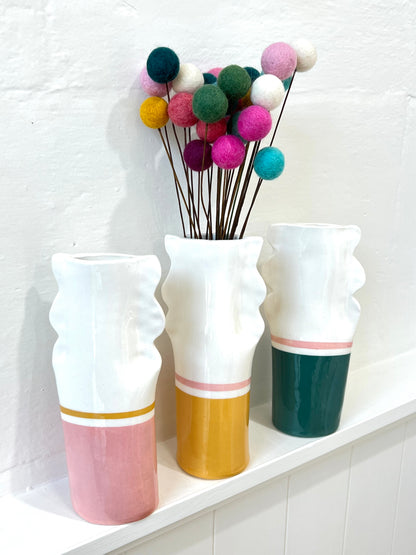 'Oscillate' Ceramic Art Vase - Mustard