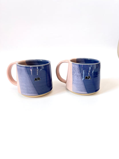 Ceramic "Mr." Mug - Royal Blue / Blush