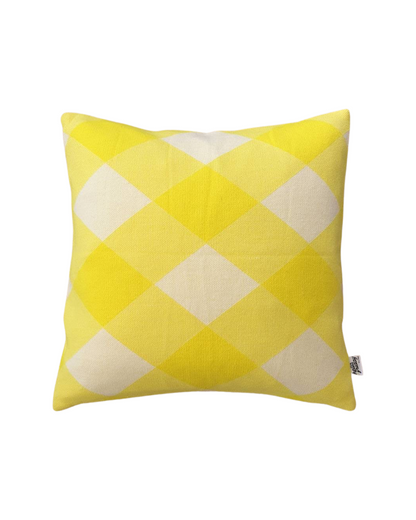 Bright Check Cushion Cover - Yellow