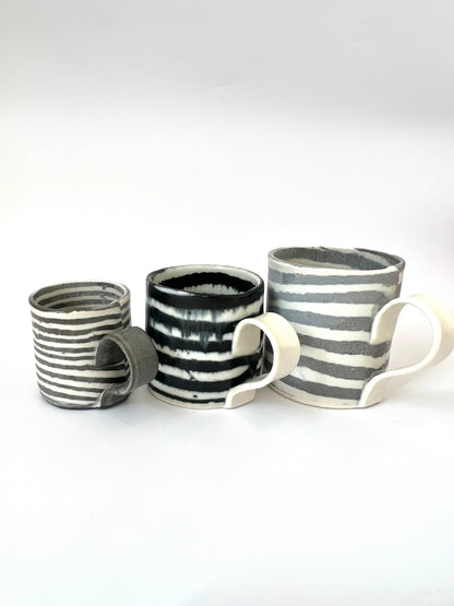 Ceramic Nerikomi Mug - Medium - Black Stripes