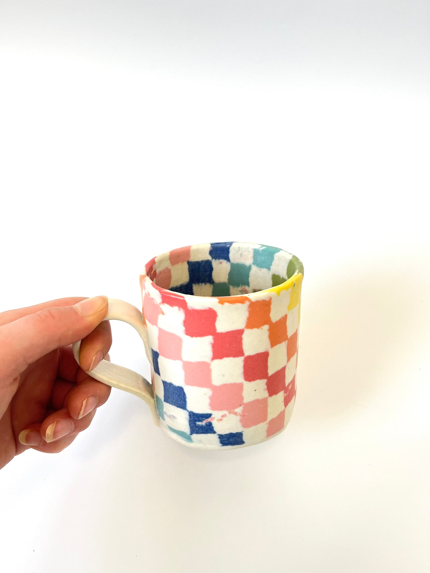 Ceramic Nerikomi Mug - Large - Rainbow Checkers