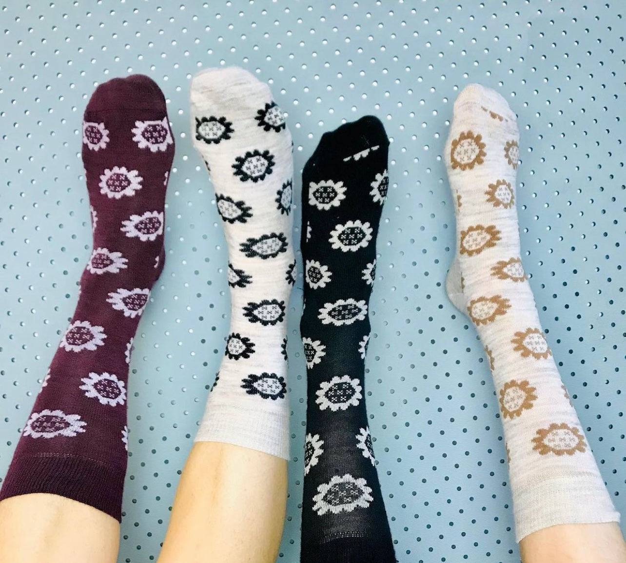 Merino Floral Socks - Marle, Clay