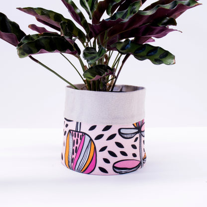 Canvas Planter - Pink Flower