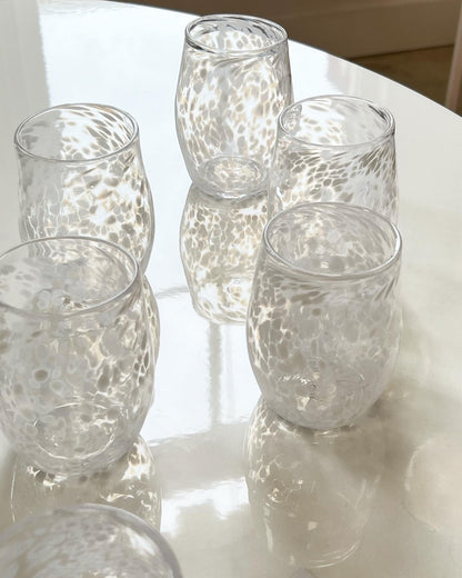 Special edition Handblown Glass Tumbler - Clear + White Flecks