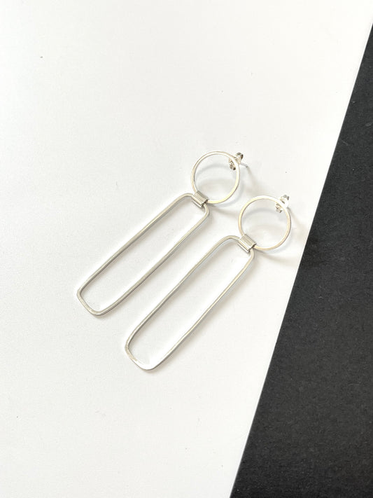 Circle with Long Oval Stud Earrings