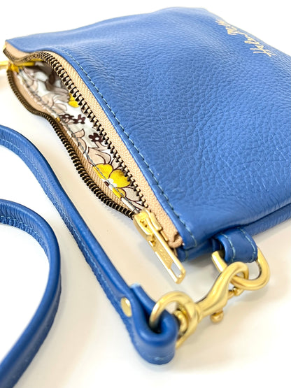 Zip Clutch with Strap - Cobalt