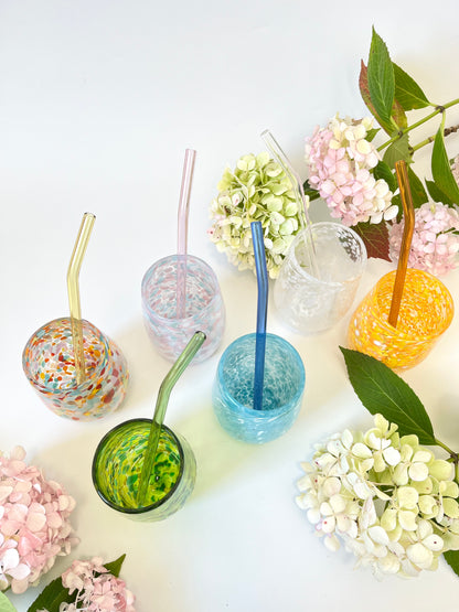 Set of 6 Reusable Glass Straws - Multi-Colour