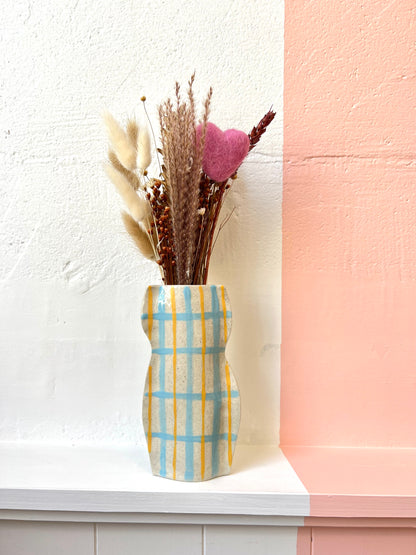 "Tartan Tart" vase - Blue