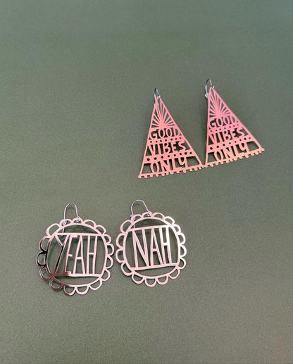 "Good Vibes Only" Earrings in Rose Gold