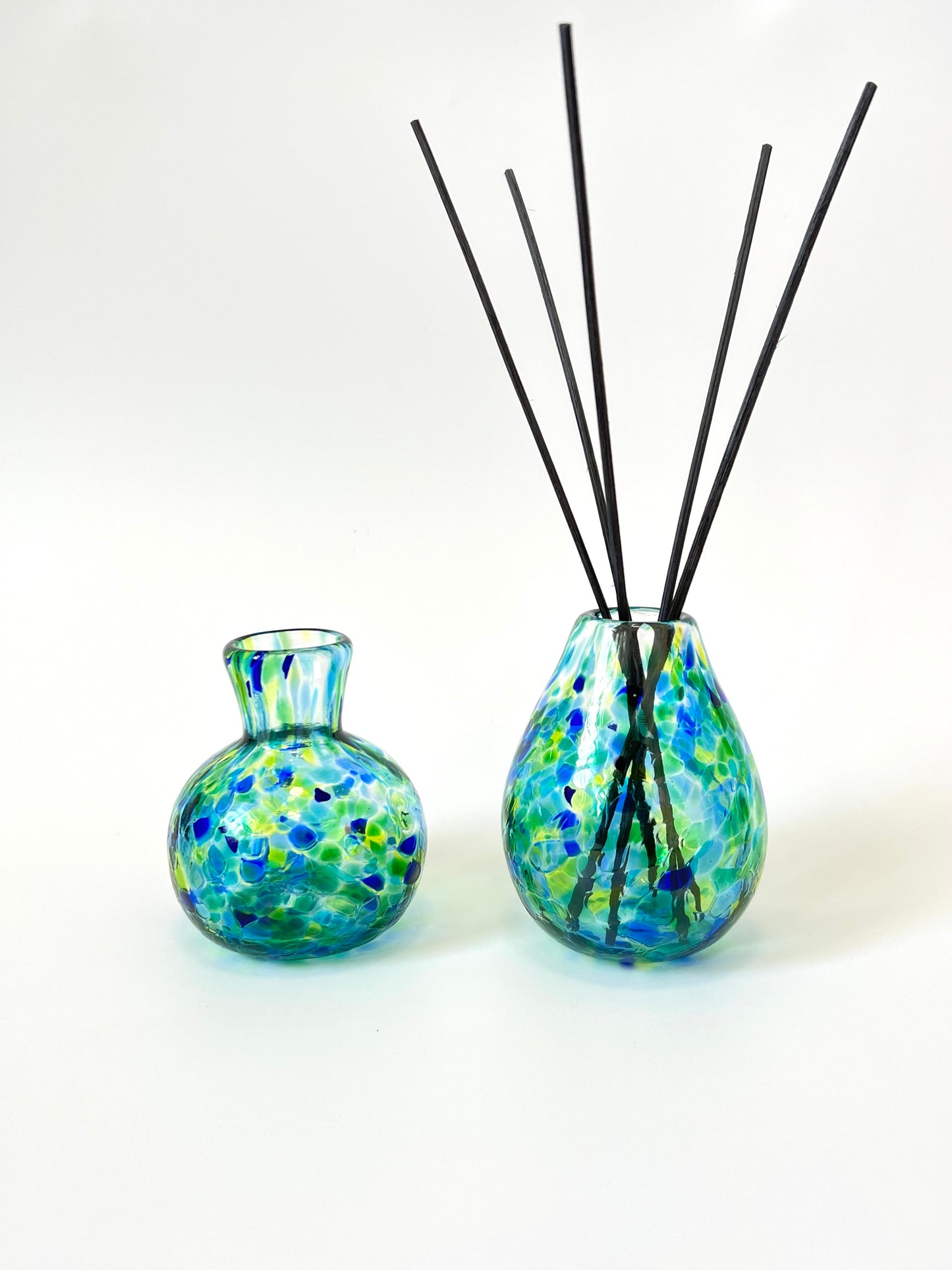 Handblown Glass Diffuser/Vase - Teal/Blue Green with 2cm Opening