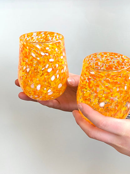 Handblown Glass Tumbler - Bright Orange