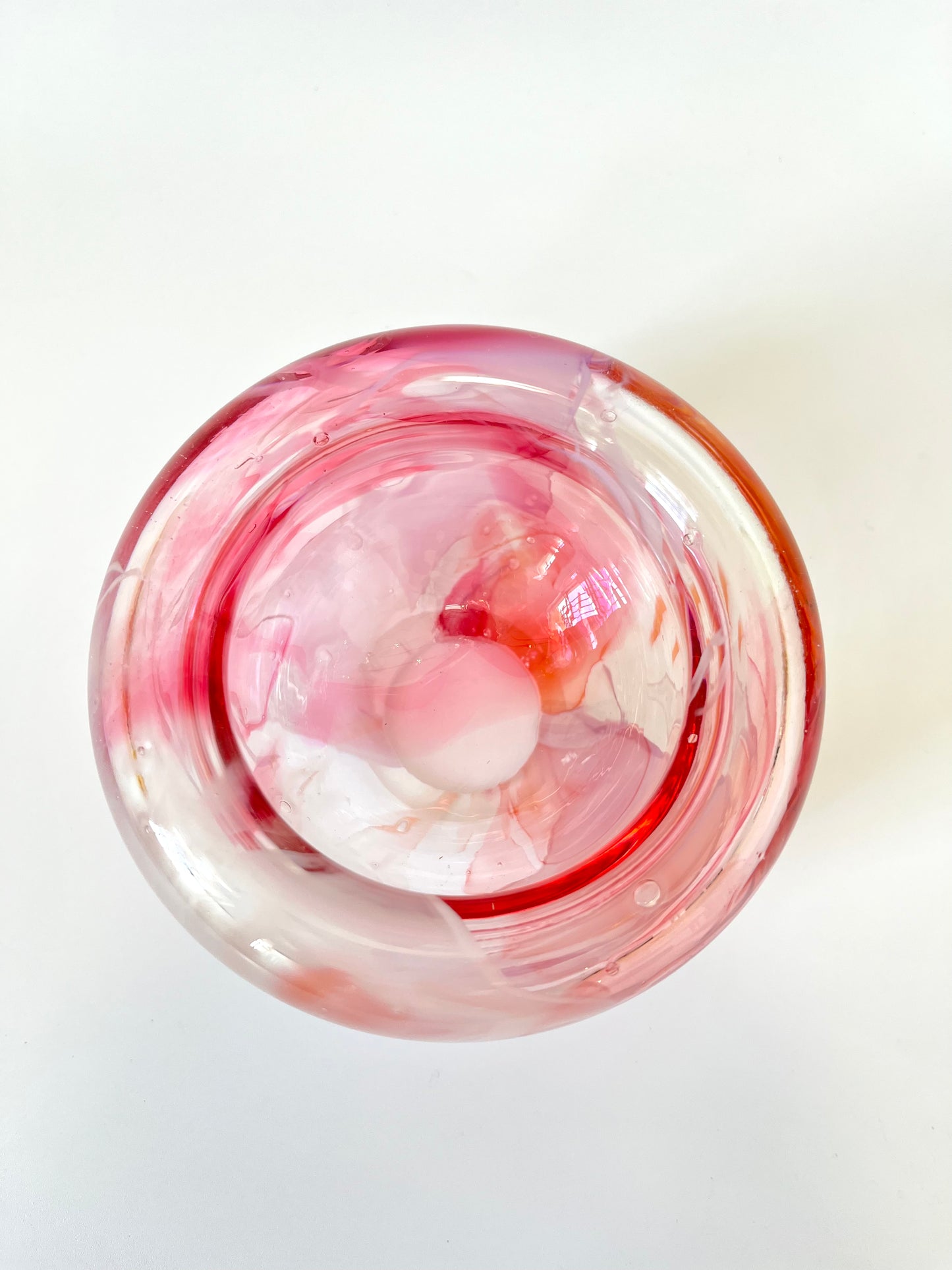 Handblown Glass "Fulvio" Bowl - Pink Marble #2