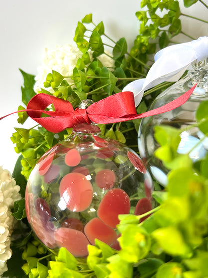 Handblown Glass Christmas Bauble - White