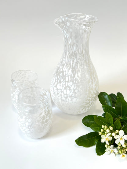 Handblown Glass Carafe - White Fleck