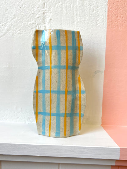 "Tartan Tart" vase - Blue