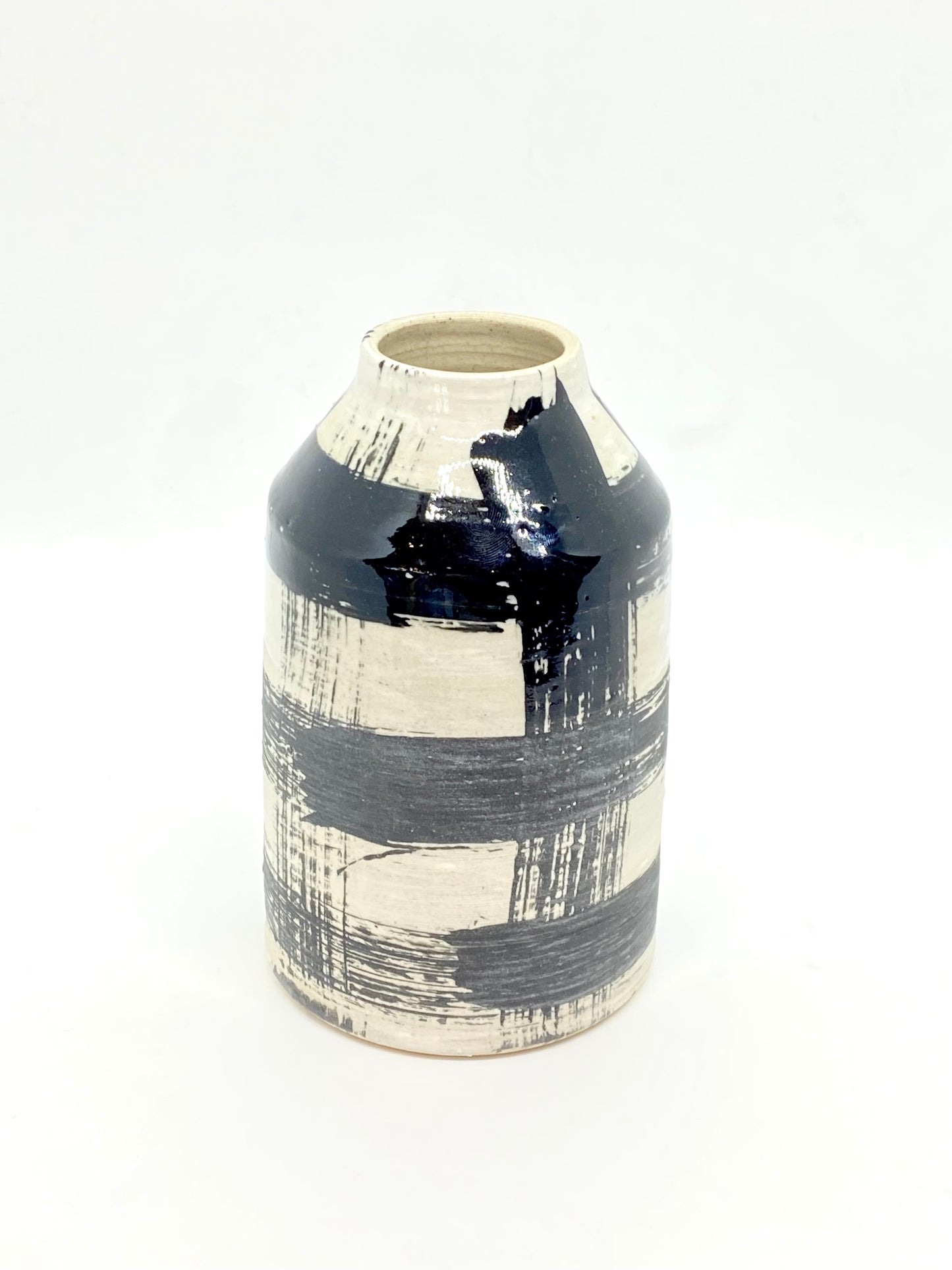 Ceramic Vase - Black & White Gingham