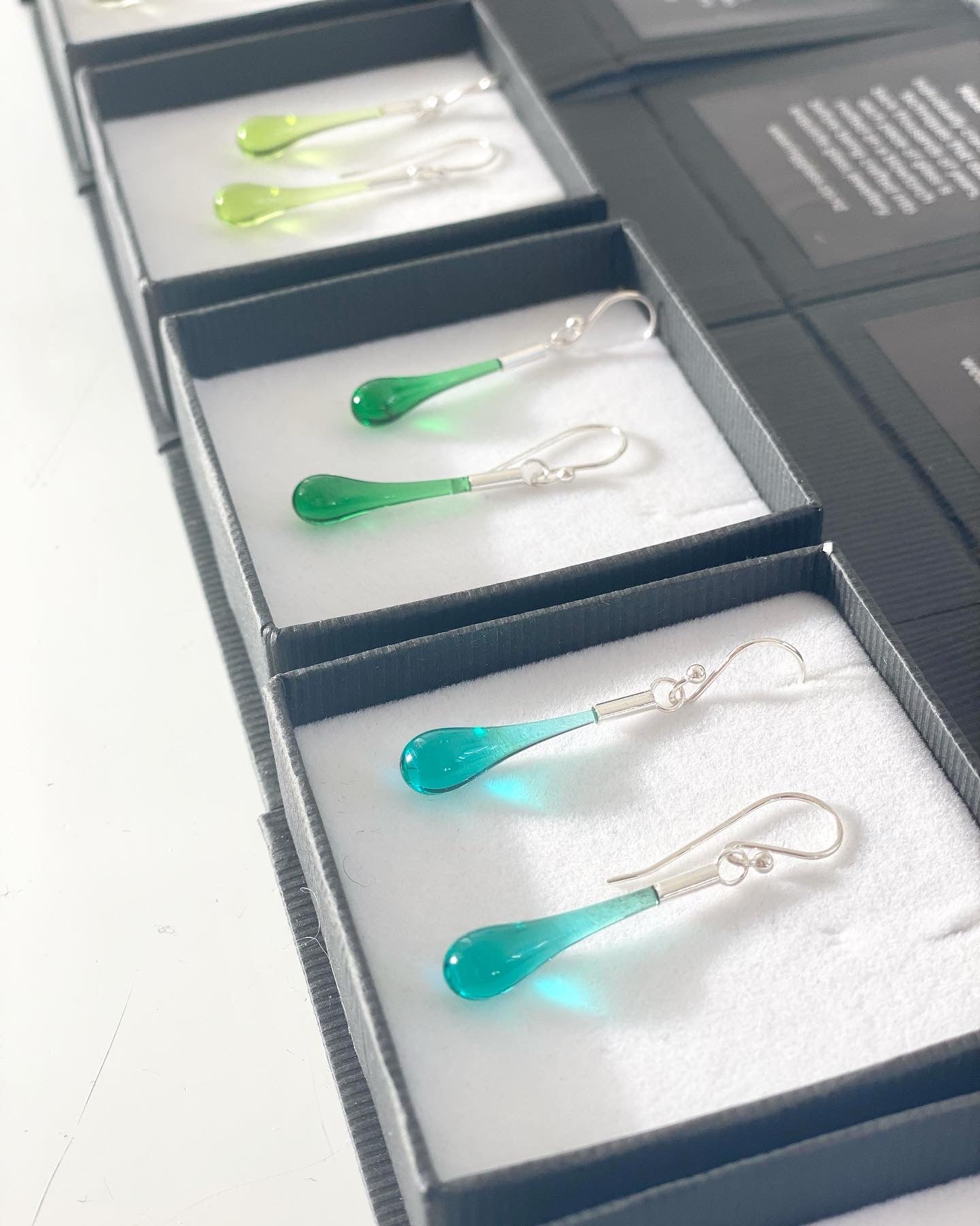 Glass Teardrop Earrings - Peridot Green