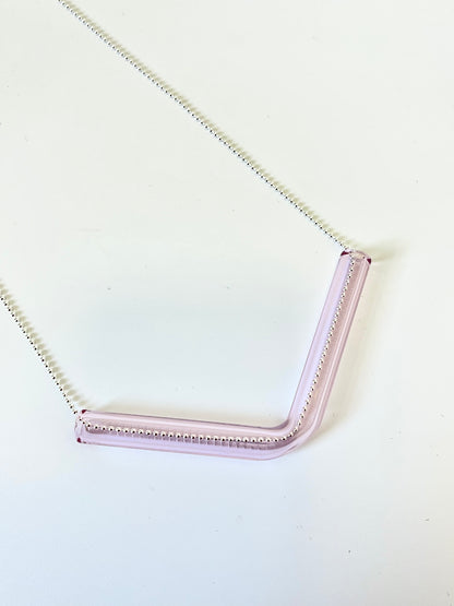 Glass Angle Necklace - Quartz Pink