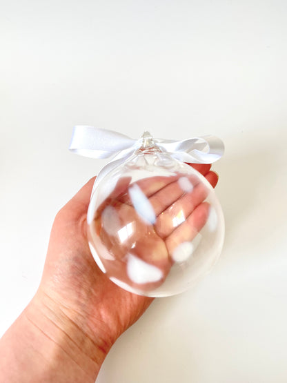 Handblown Glass Christmas Bauble - White