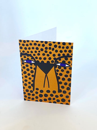 Cards - Pink / Yellow Cheetah Faces (Double-Sided)