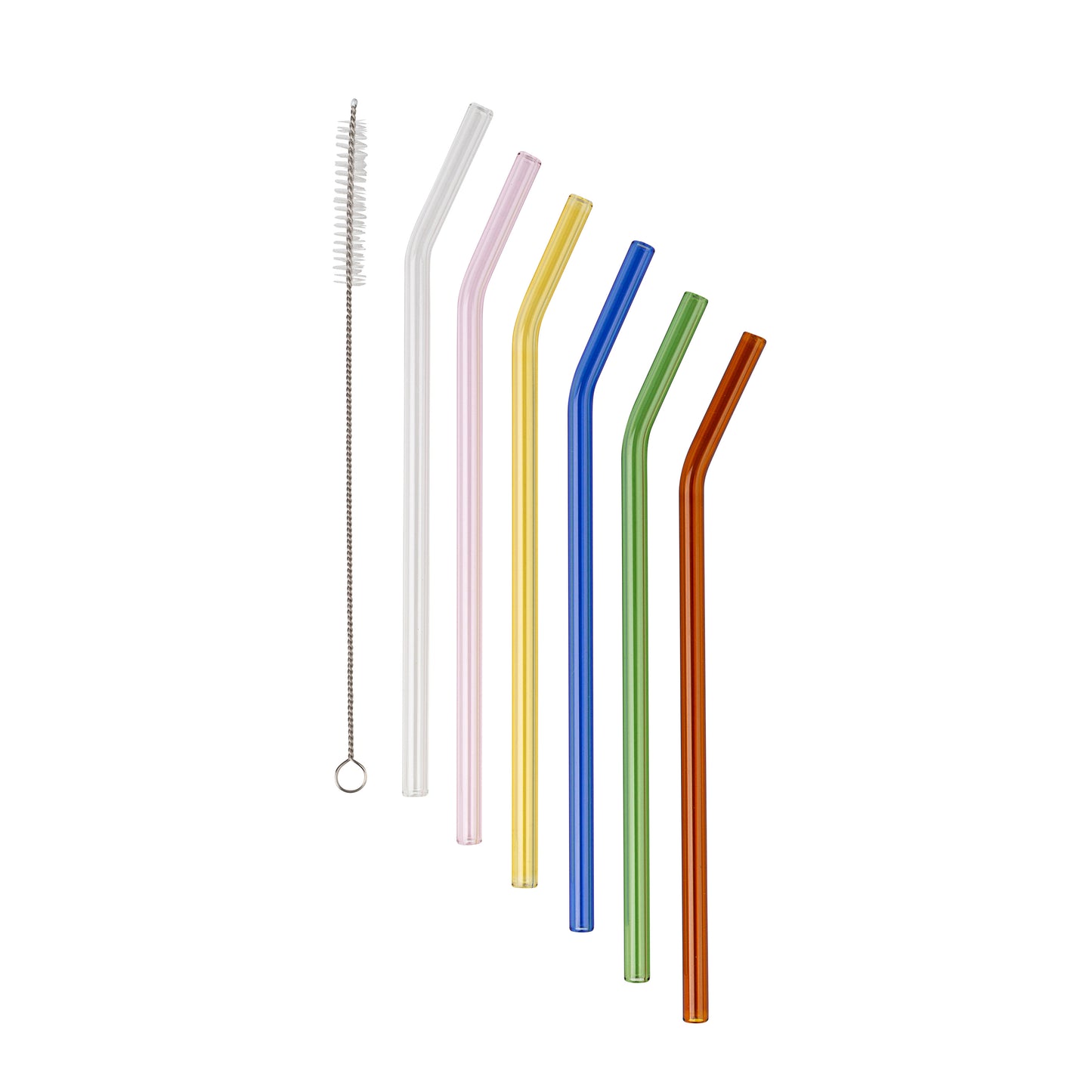 Set of 6 Reusable Glass Straws - Multi-Colour