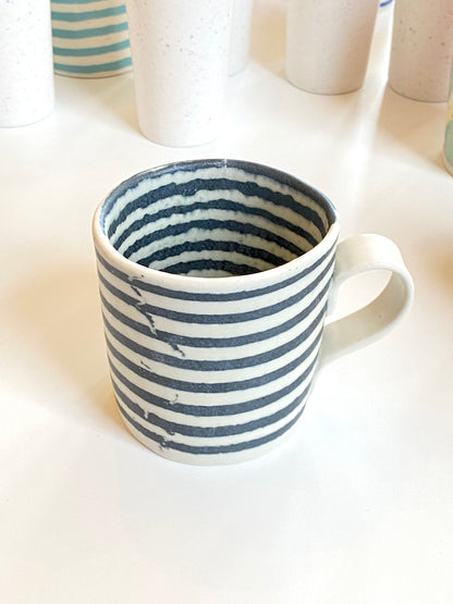 Ceramic Nerikomi Mug - Large - Black Stripes