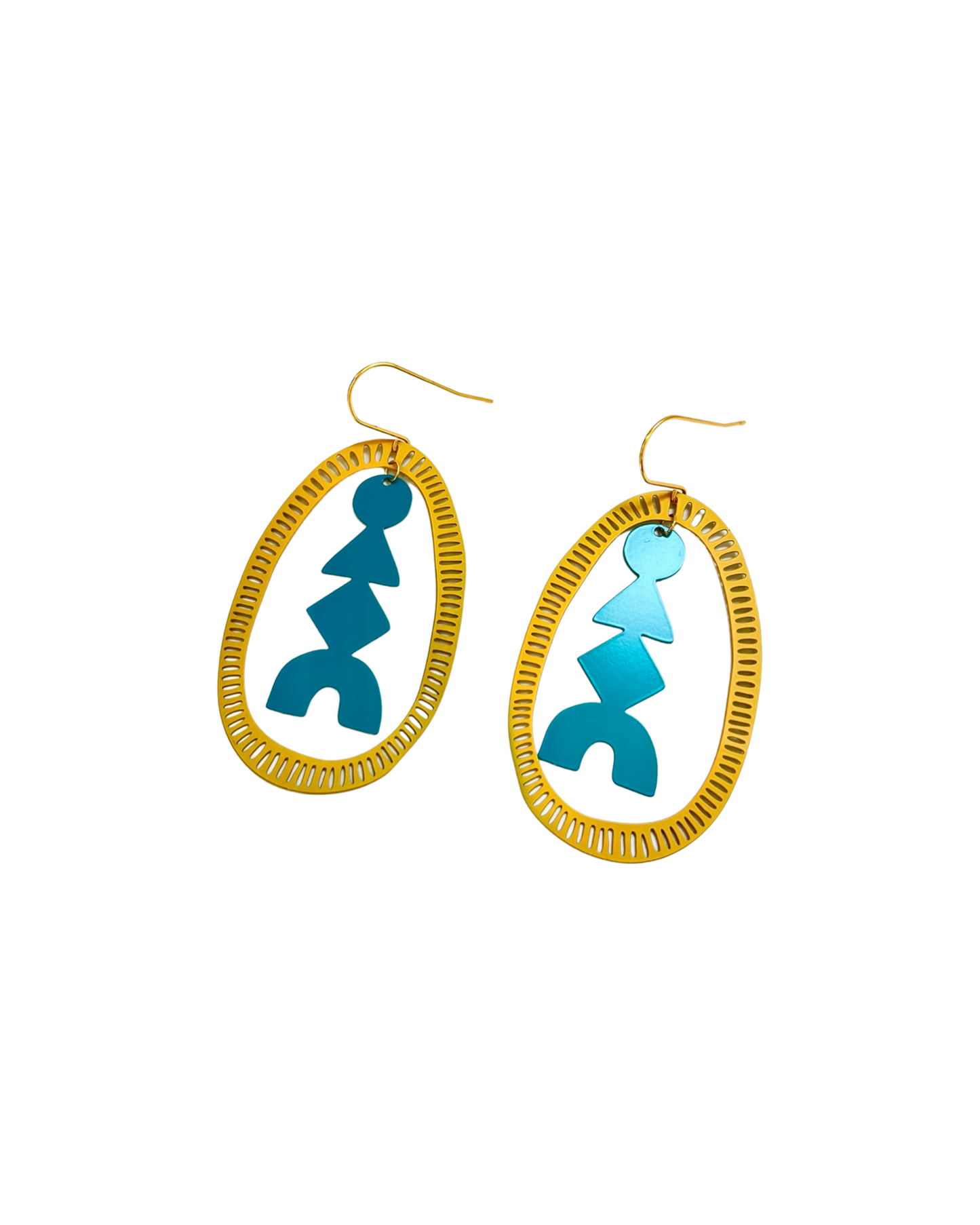 Mustard & Teal Dangle earrings