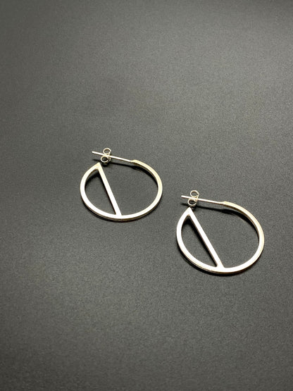 Silver 3/4 Hoop Earrings with Bar (#138)