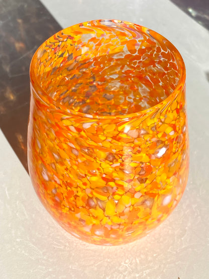 Handblown Glass Tumbler - Bright Orange
