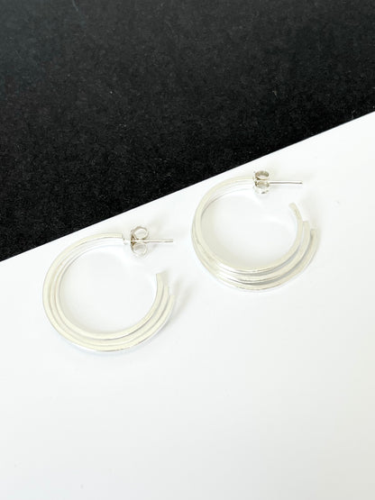 Three-Pronged Hoop Stud Earrings