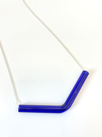 Glass Angle Necklace - Cobalt Blue