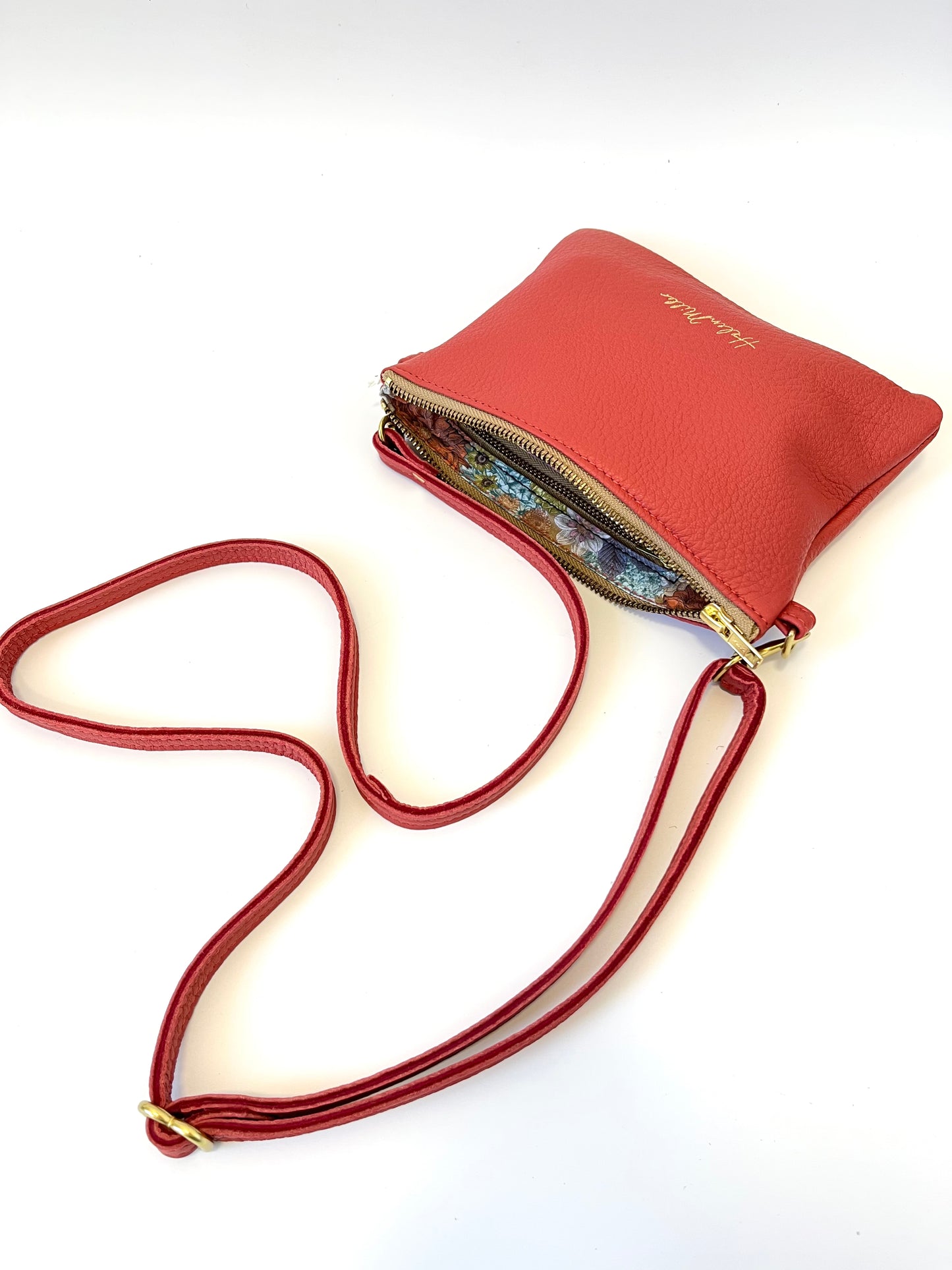 Zip Clutch with Strap - Coral