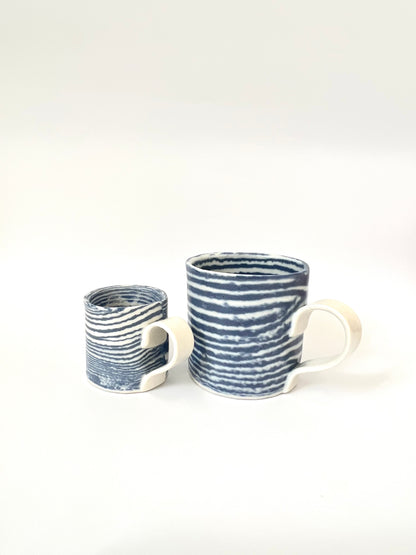 Ceramic Nerikomi Mug - Small - Dark Blue Stripes