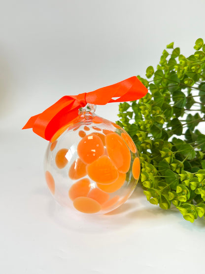 Handblown Glass Christmas Bauble - Bright Orange