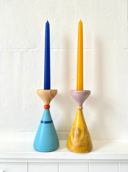 Candle Holder - Tulip Sphere - Natural/Orange/Light Blue