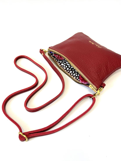 Zip Clutch with Strap - Scarlet