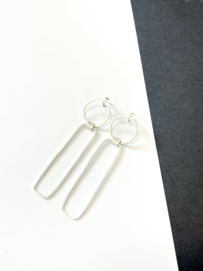 Circle with Long Oval Stud Earrings